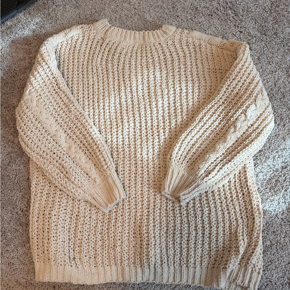 NWOT Women's Pink Lily Cozy Cream Knit Sweater